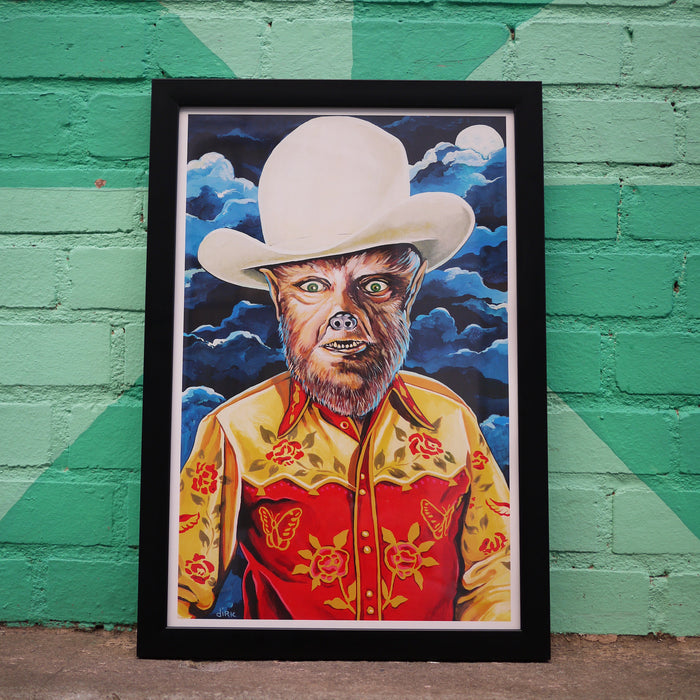 Honky-Tonk-Monster Art Print - Wolfman (Full Blue Moon Over Kentucky)