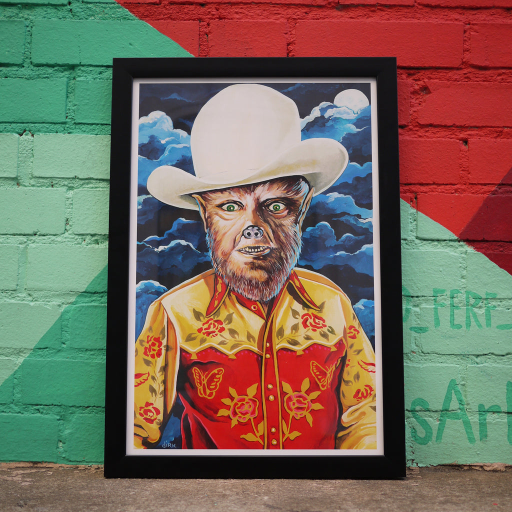 Honky-Tonk-Monster Art Print - Wolfman (Full Blue Moon Over Kentucky)